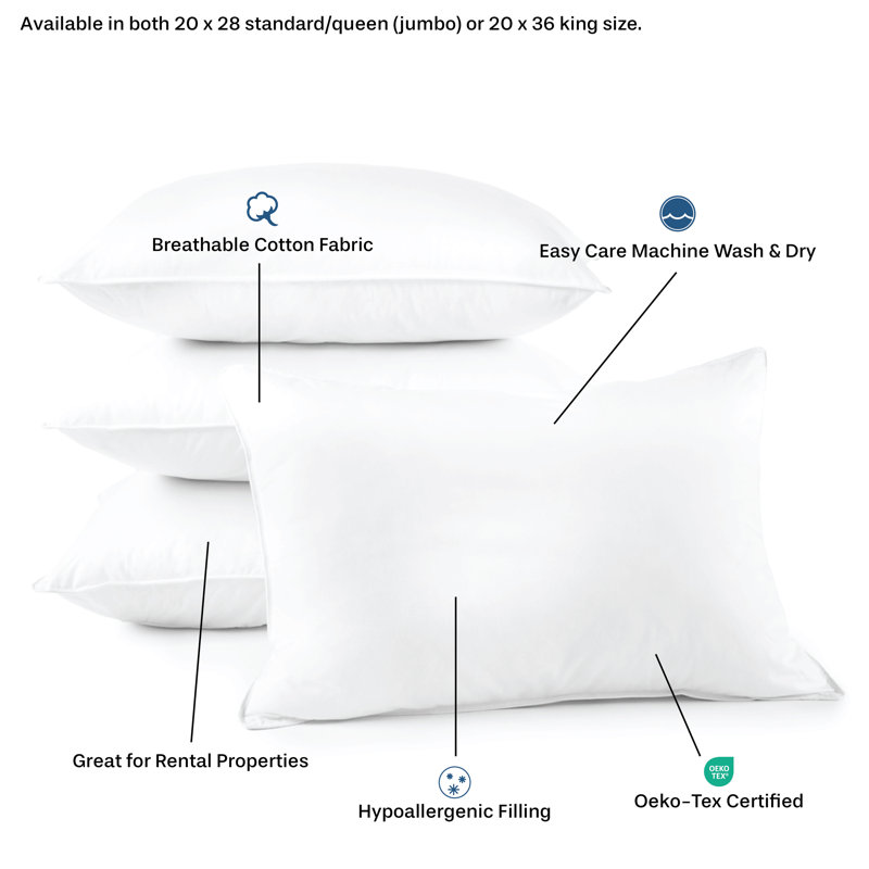 White Hypoallergenic Polyester Down Alternative Pillow Set