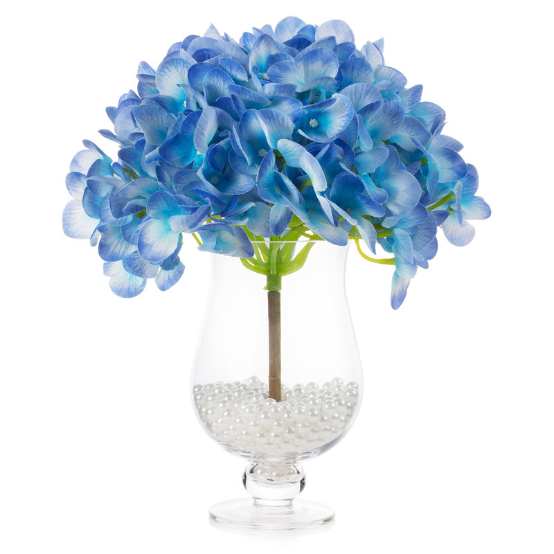 Arrangement d'hortensias dans un vase, Bleu