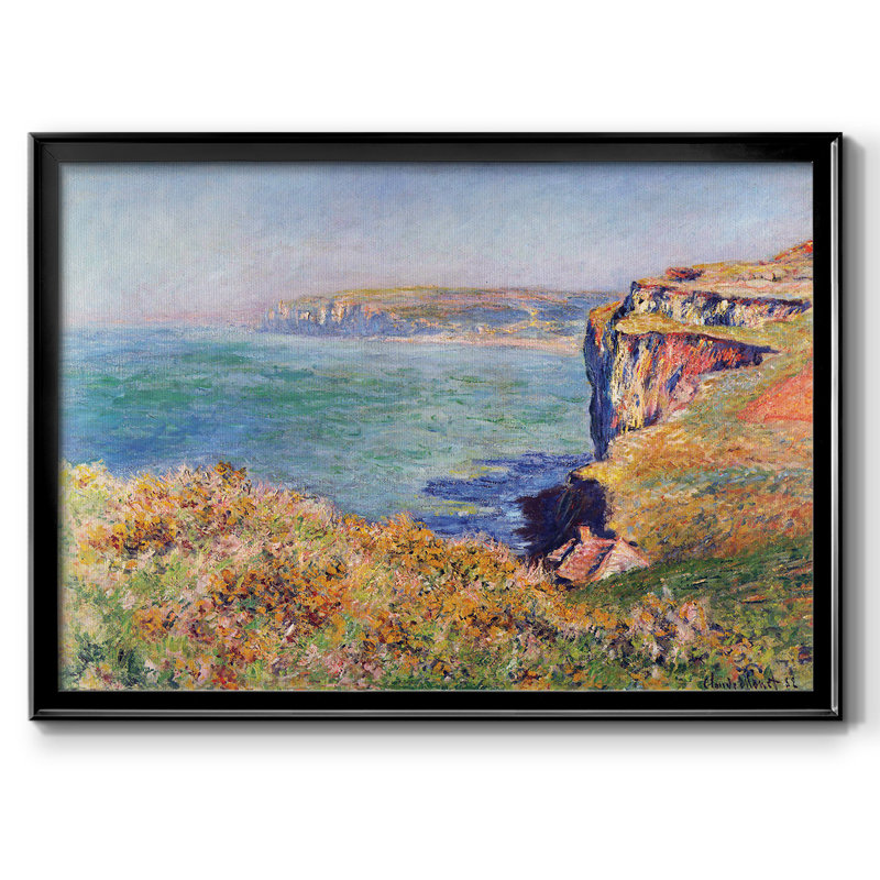 "Falaises à Varengeville" par Claude Monet - reproduction d'art sur toile, H 14 po x l 20 po x P 1,5 po, Noir
