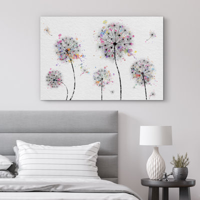 "Colorful Splash Dandelions Contemporary Modern Minimal Large", reproduction d'art sur toile encadrée