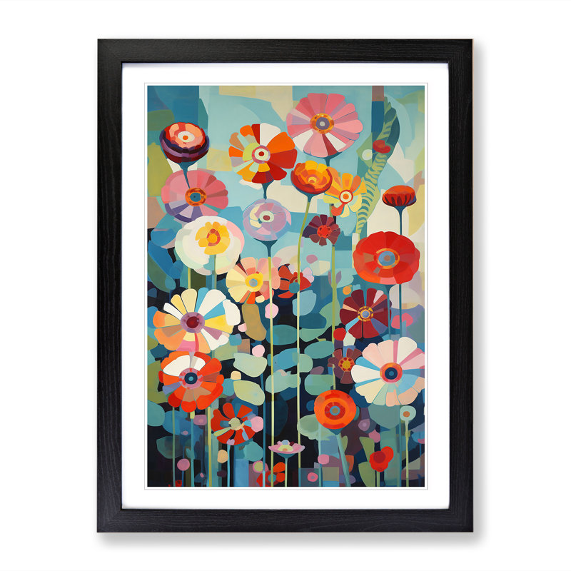FRM-V0523-954X Flowers Orphism Style Vol.7 - Print, Black, 34cm H x 25cm W x 2cm D