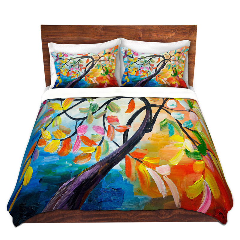 Ensemble de housse de couette color tree iv, 1 housse + 2 taies très grand lit