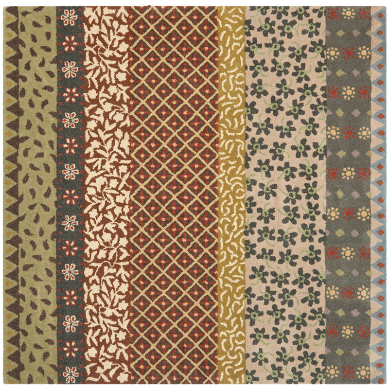 Tapis floral en laine / coton / latex touffeté à la main Mccullough, Tapis de couloir 2 pi 3 po x 7 pi