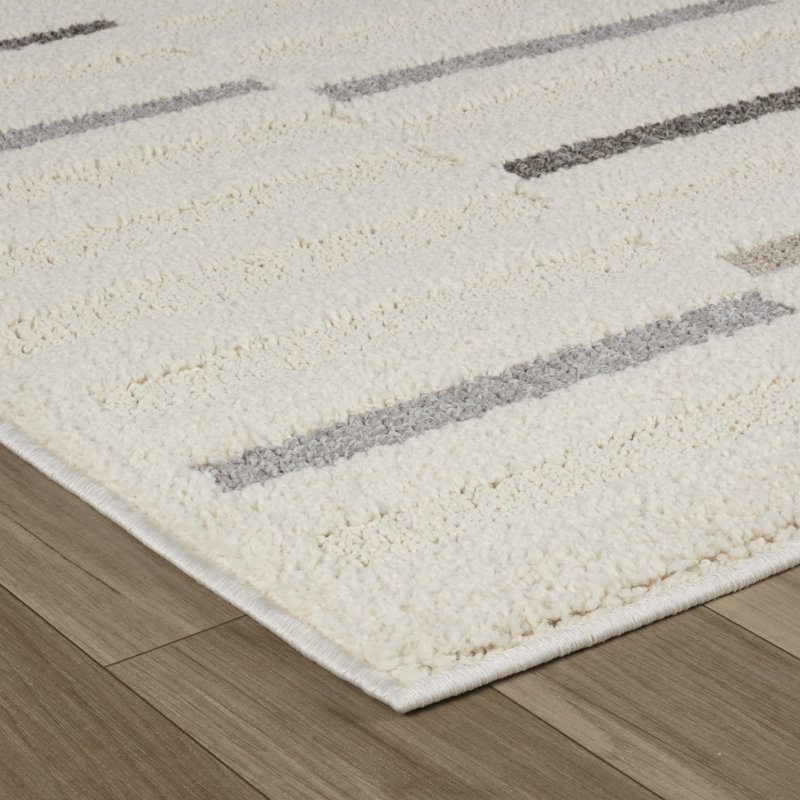 Tapis intérieur moderne, gris crème., Rectangle 6 pi 7 po x 9 pi 6 po