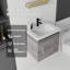 Meuble-lavabo suspendu de 50 cm avec lavabo encastré en céramique, meuble en contreplaqué, porte à fermeture amortie, chêne gris-66355845