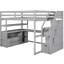 Lit mezzanine double en bois massif gris avec bureau, tablettes, tiroirs et tablette de rangement-1023996849-1023996851