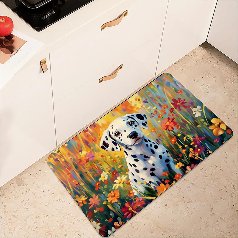 Diatomaceous Earth Bath Mat,Cute Dalmatian Puppy Non-Slip Volume Super Absorbent Fast Drying Eco-Friendly Easy to Clean for Bathroom Kitchen Door mat 16×24Inch (40 * 60cm)