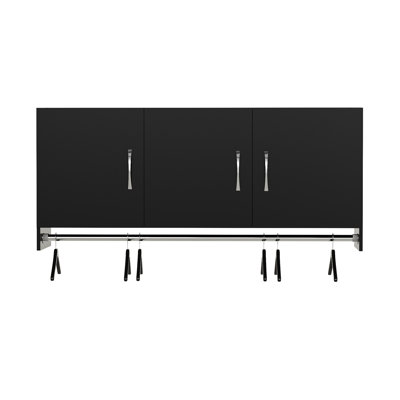 3-Door Wall Cabinet with Hanging Rod and Adjustable Shelf