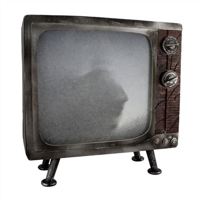  12 inch Tall Haunted TV by Tekky, Battery-Operated, Motion Activated Animatronic Television with Sound Effects and Lights for Indoor or Covered Outdoor Halloween Home Décor