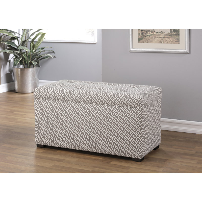 Banc de rangement à couvercle rabattable rembourré, Crème / taupe