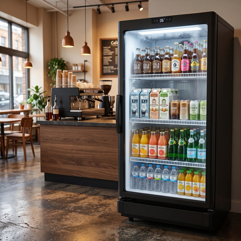 Réfrigérateur vitrine à boissons commercial de 5,7 pi³ avec porte vitrée, noir et serrure