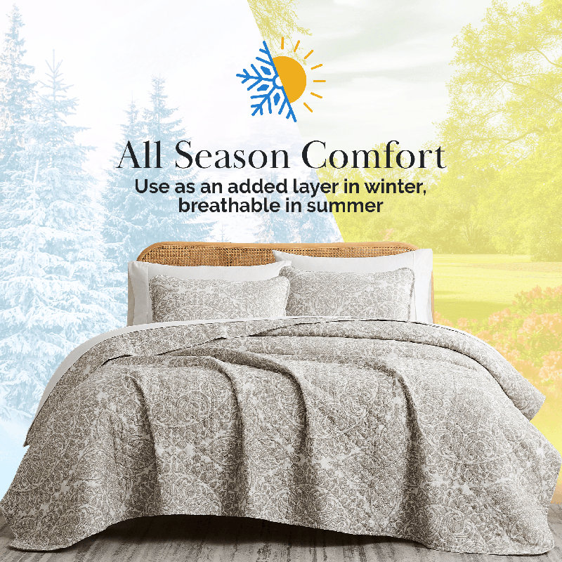 Ensemble de courtepointe légère surdimensionnée Ashanti par Southshore Fine Linens, Os