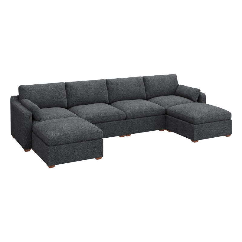  Abramson U-Shaped Upholstered Chenille Sectional Cloud  Sofa, Gray Chenille