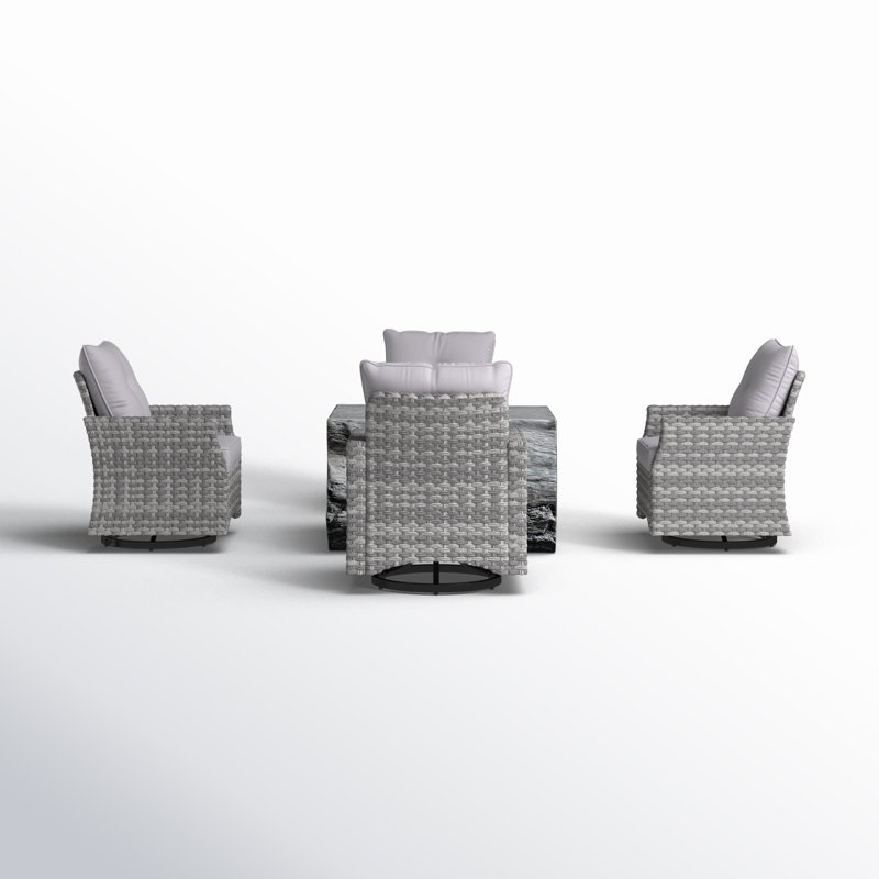 Amun Wicker 4 - Person Patio Conversation Set with Cushions
