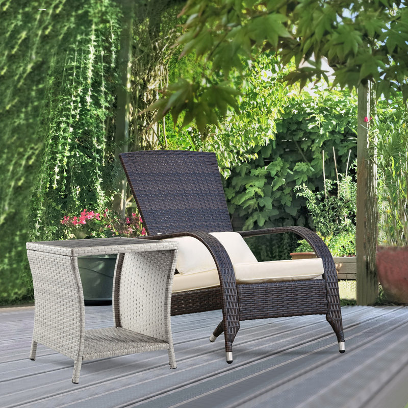 Jlayah Square Wood Wicker Outdoor Side Table , 17.7'' in. W 17.7'' in. D, Brown