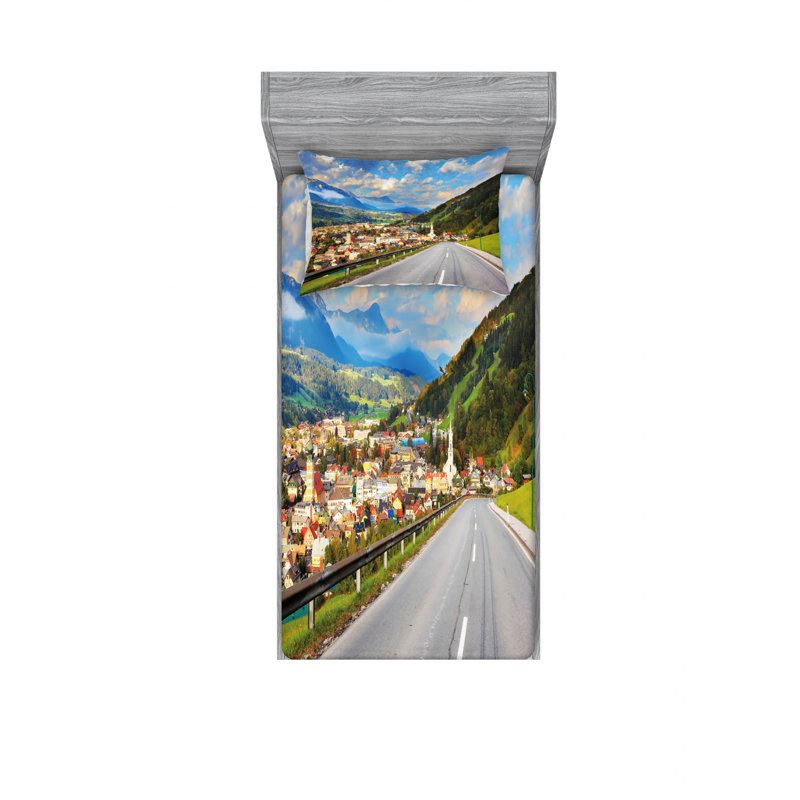 Ensemble de draps Road in the alpes, Ensemble de draps pour lit simple avec drap-housse