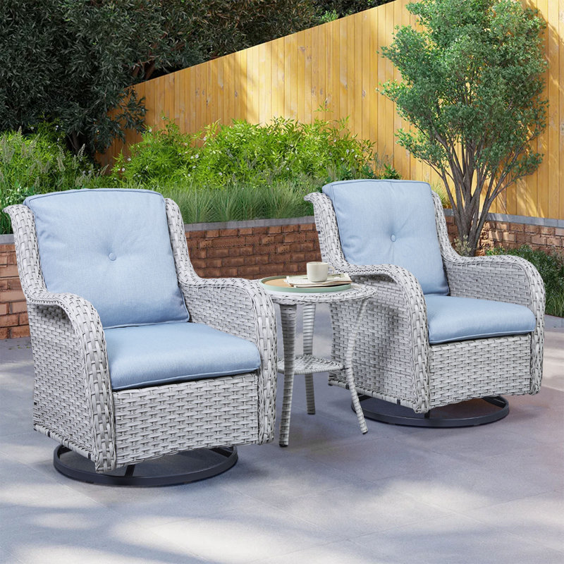 Afshin 2 - Person Patio Conversation Set with Cushions, Blue