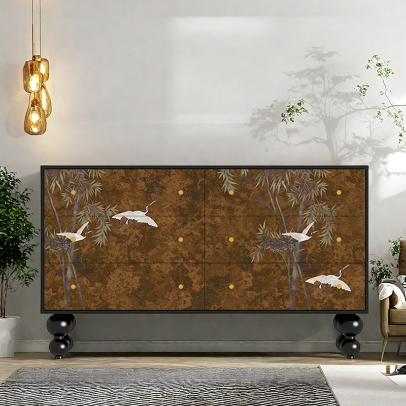 Armoire de rangement à 6 tiroirs Modern Light Luxury, Noir