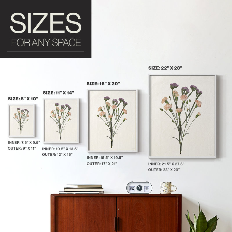 «Organic Floral III», reproduction encadrée - bois massif