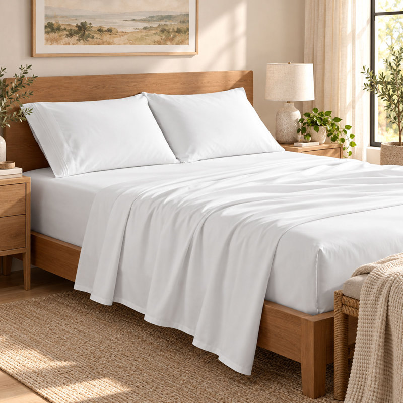Ensemble de draps 4 pièces en microfibre brossée avec poche profonde de 16 po, gris foncé, Queen Sheet Set with 2 Pillowcases