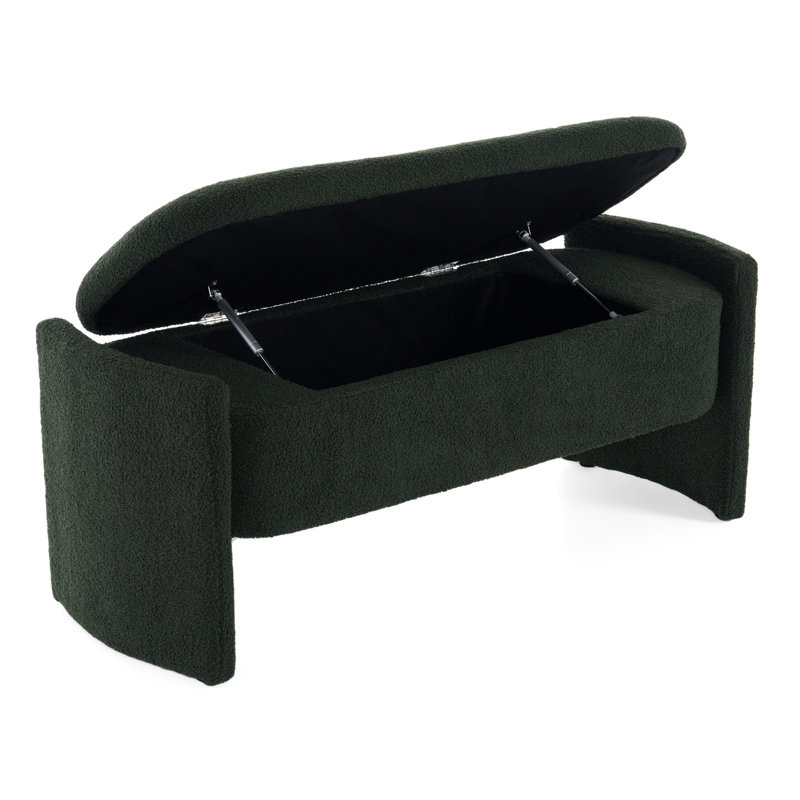 Banc foncé avec rangement - Élégance de chambre à coucher moderne et polyvalente, Vert foncé