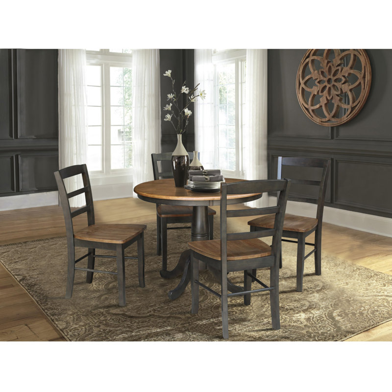 Ehlers 4 - Person Solid Wood Dining Set, 	Hickory/Washed Coal