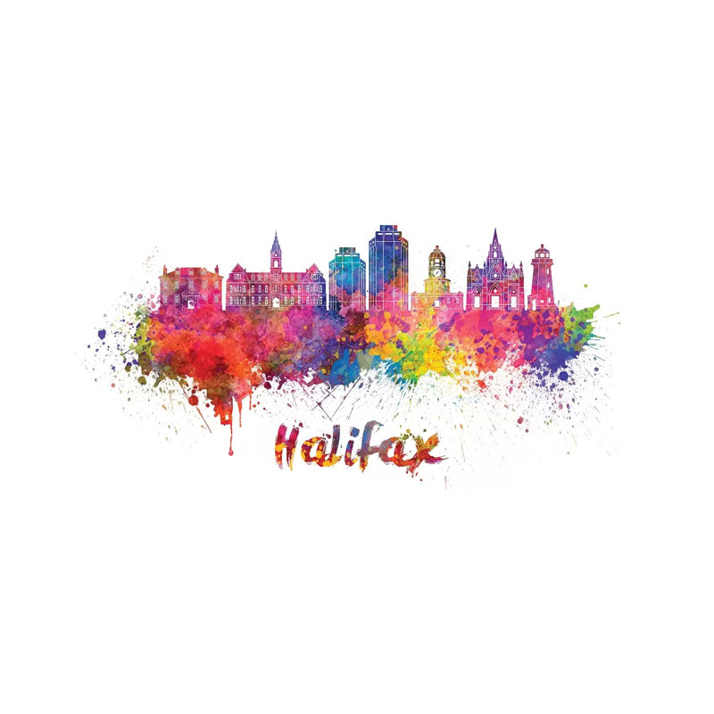 Halifax Skyline In Watercolour II by Paul Rommer - Wrapped Canvas Painting, 20.32 cm H x 30.48 cm W