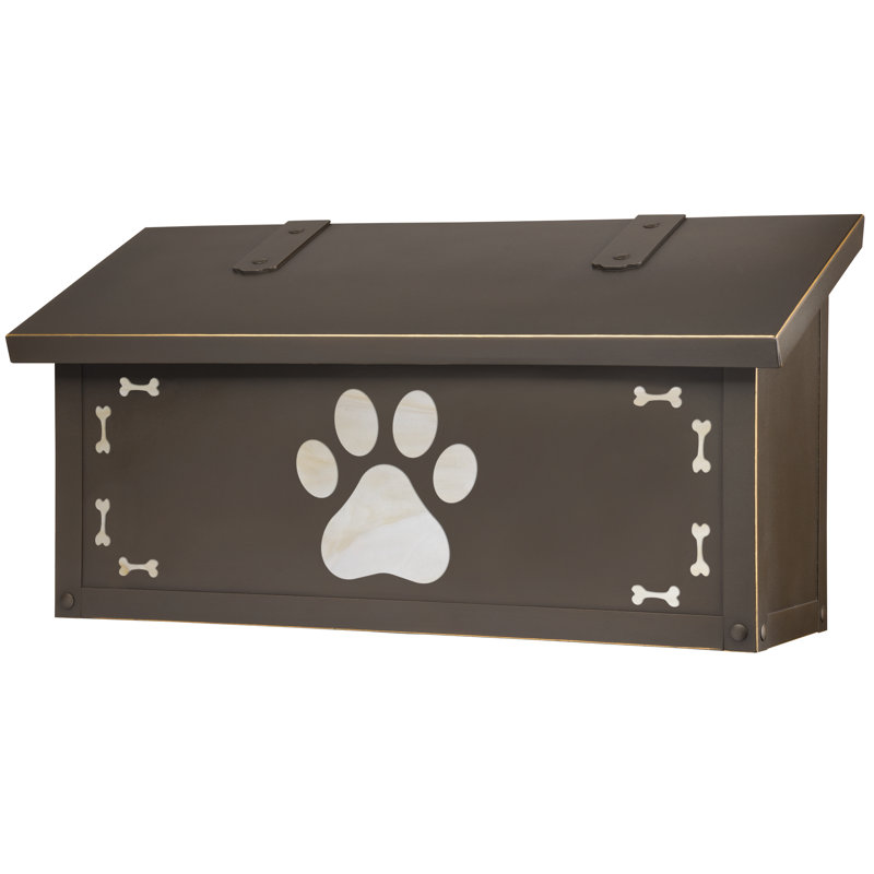 Boîte aux lettres murale Dog Paw, Bronze architectural, Blanc vaporeux