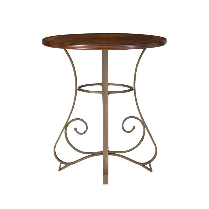Hamilton 36" Round Cherry & Pewter Metal Pub Table