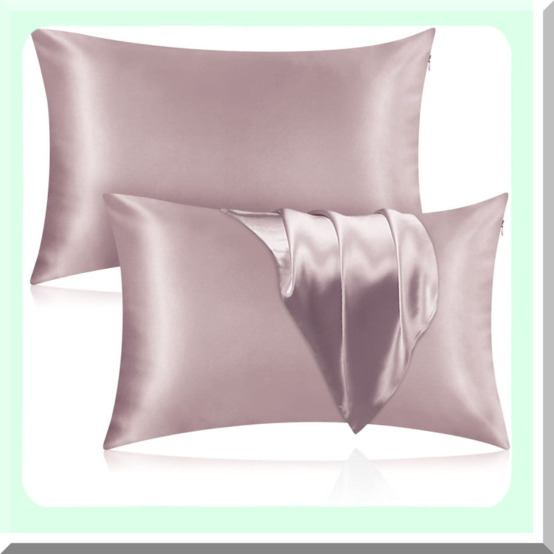 Luxury Silk Hair Pillowcase Set - 100% Mulberry Silk, 25 Momme, 600 Thread Count, Hidden Zipper, ApricotGray, Queen Size 20''x30'' - Pack of 2