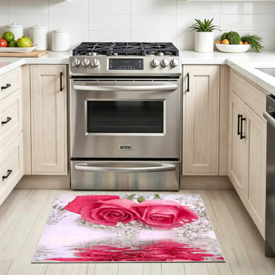 Tapis rose lavable à la machine