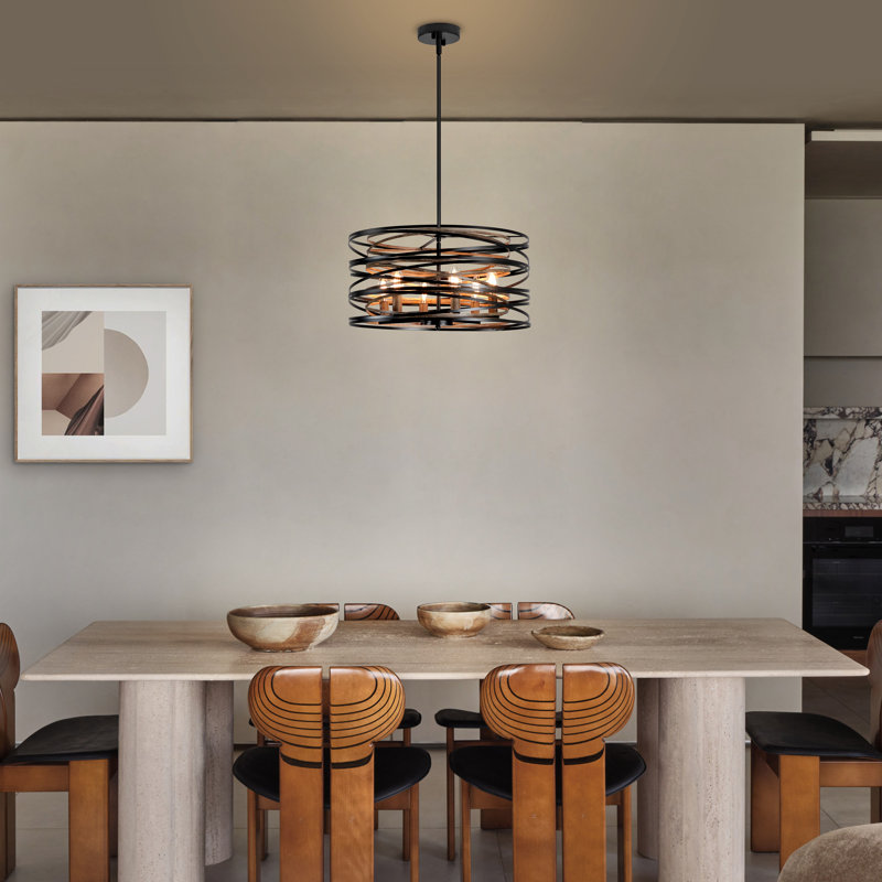 Luminaire suspendu noir moderne à 6 lumières
