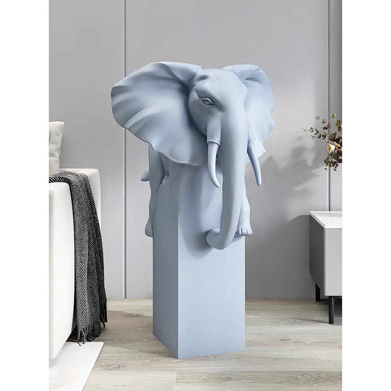 Modern Minimalist Elephant Resin Decoration Item, Blue