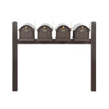 Balmoral Quad Mount Mailbox /w/ Pyramid Caps & Personalized Door Medallion (4 Mailboxes, Quad Mount Post, 4 Medallions)