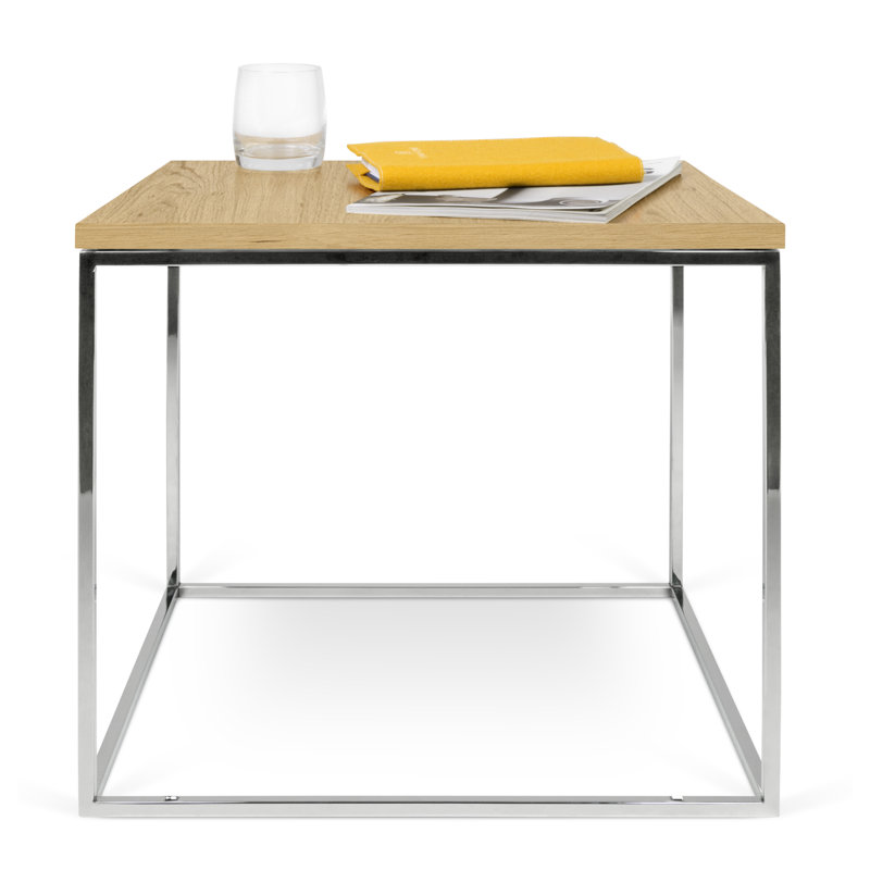 Linkous Frame End Table, Chrome, Oak
