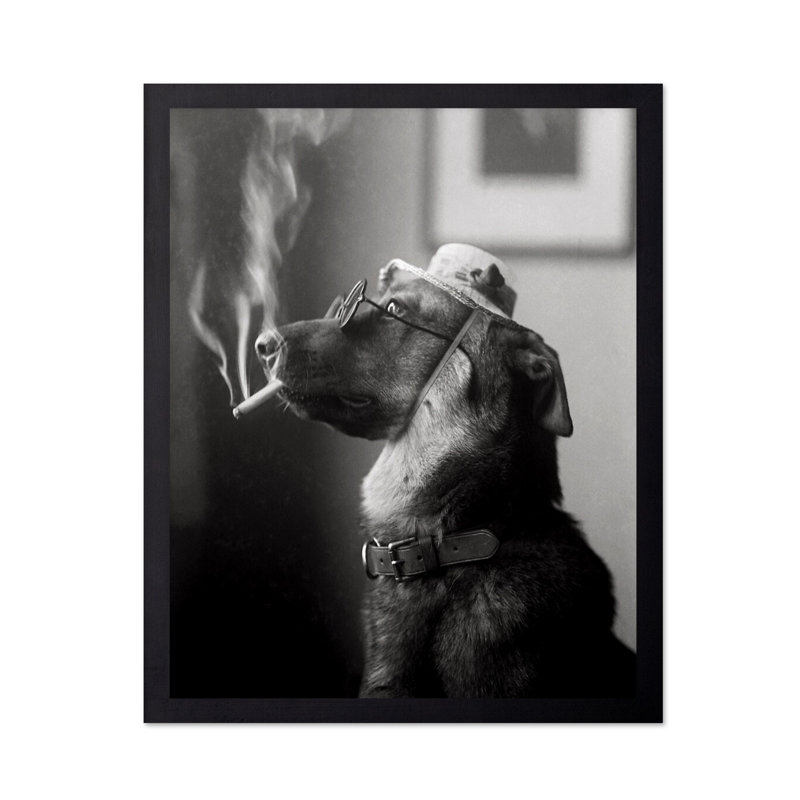 Chien chic fumant une cigarette, Sans cadre, Affiche, H 24 po x l 32 po