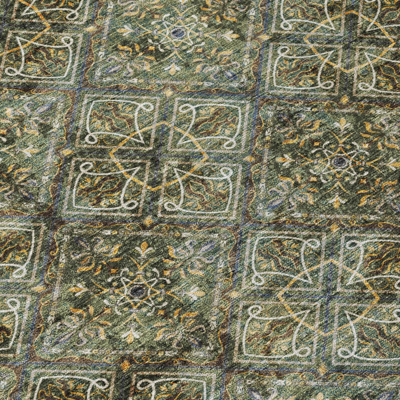 Machine Washable Indoor/Outdoor Chantille ACN2692 Casual Rug, Olive, 2'6" x 3'10"
