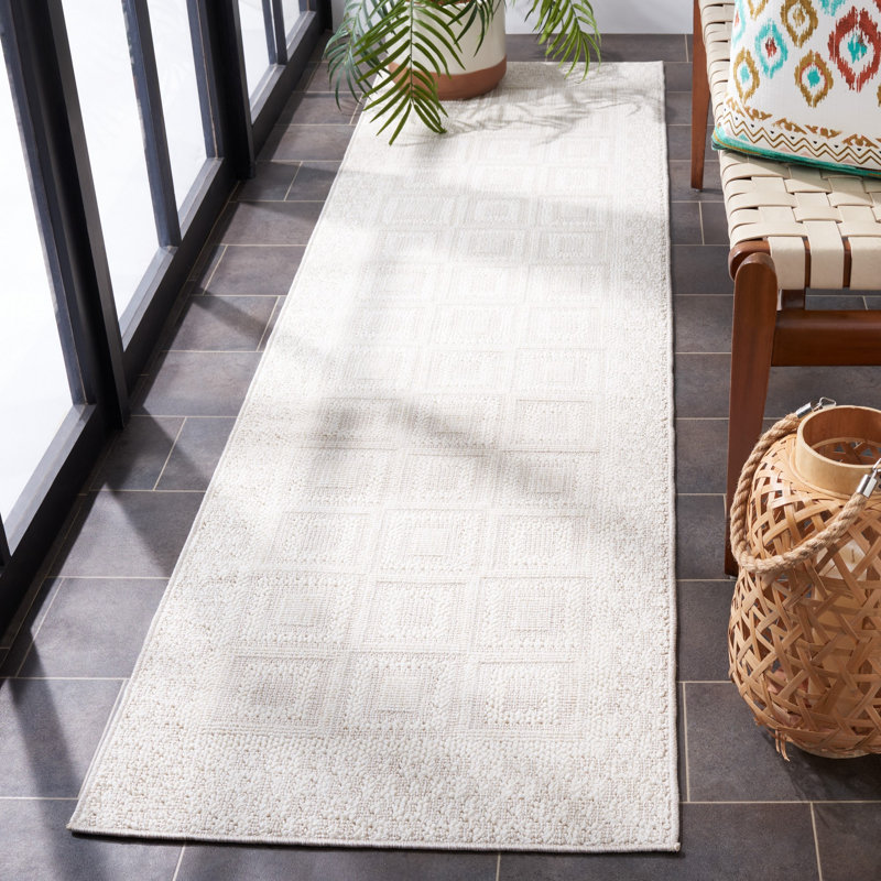 Tapis beige / ivoire Asabi 106, Tapis de couloir 2 pi 2 po x 8 pi