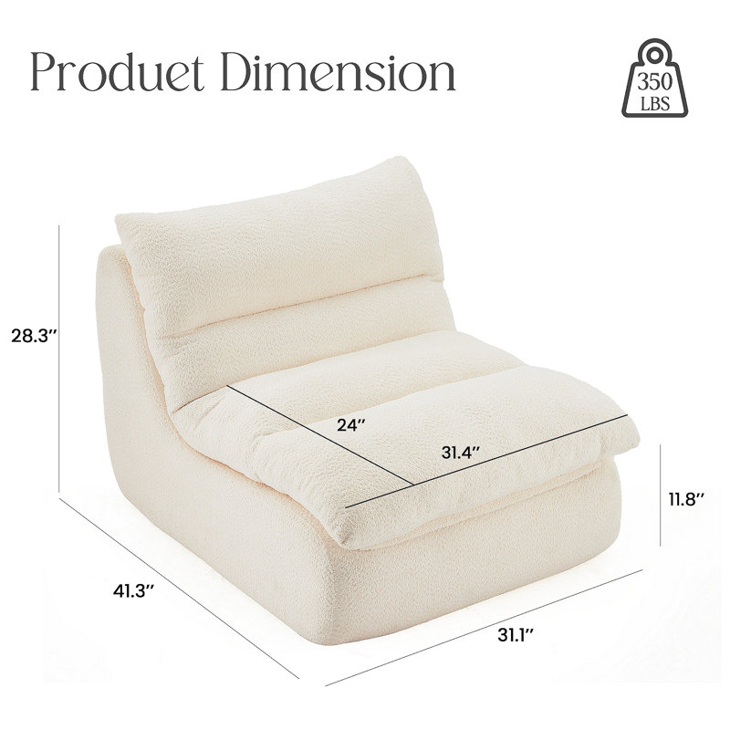 Canapé d'appoint rembourré, fauteuil moderne avec siège moelleux, canapé élégant pour le salon, la chambre à coucher ou le bureau