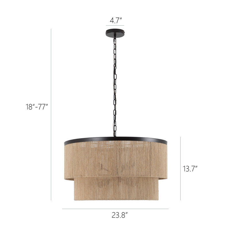 24" 6-Light Dimmable Drum Chandelier