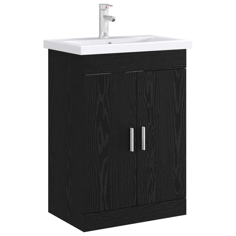56cm Bathroom Vanity Base Only, Black Oak