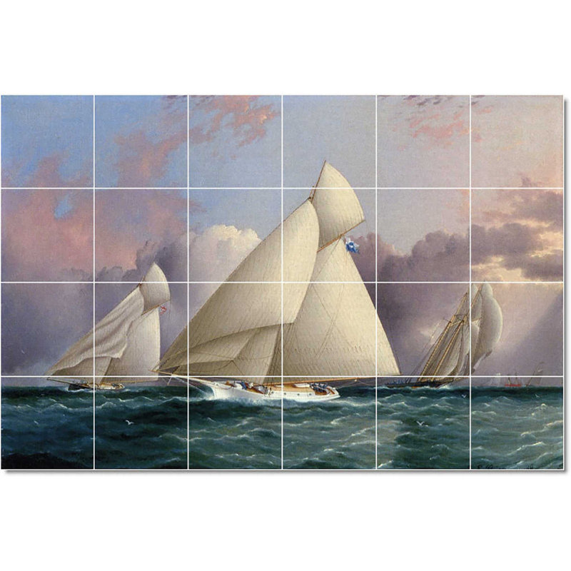 Carreau de céramique décorative 36 po x 24 po 6 po x 6 po, Bateau-bateau James Buttersworth W22201