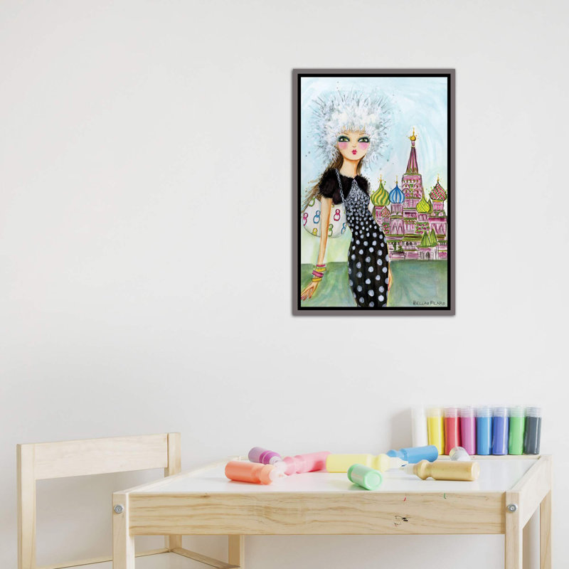 Art de Moscou, Toile encadrée de bois rustique foncé, H 40 po x l 26 po x P 1,5 po