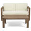 Table basse en bois et en bois, coussins, dossier ouvert avec siège à lattes, brun beige et table douce et imperméable