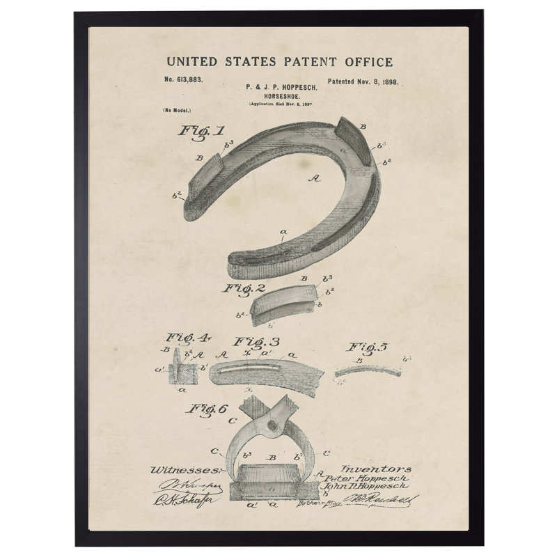 Horseshoe Patent in Black Frame