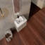 Meuble-lavabo mural de 81 cm (32 pouces) avec lavabo décoratif en céramique, panneau plat en PVC, 2 portes à fermeture amortie et 1 tiroir, emballage amovible, panneaux de particules-2082690693-2082690692