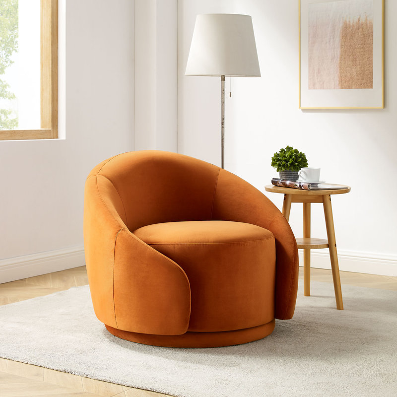 Fauteuil pivotant large de 34,2 po Frieson, Velours cari