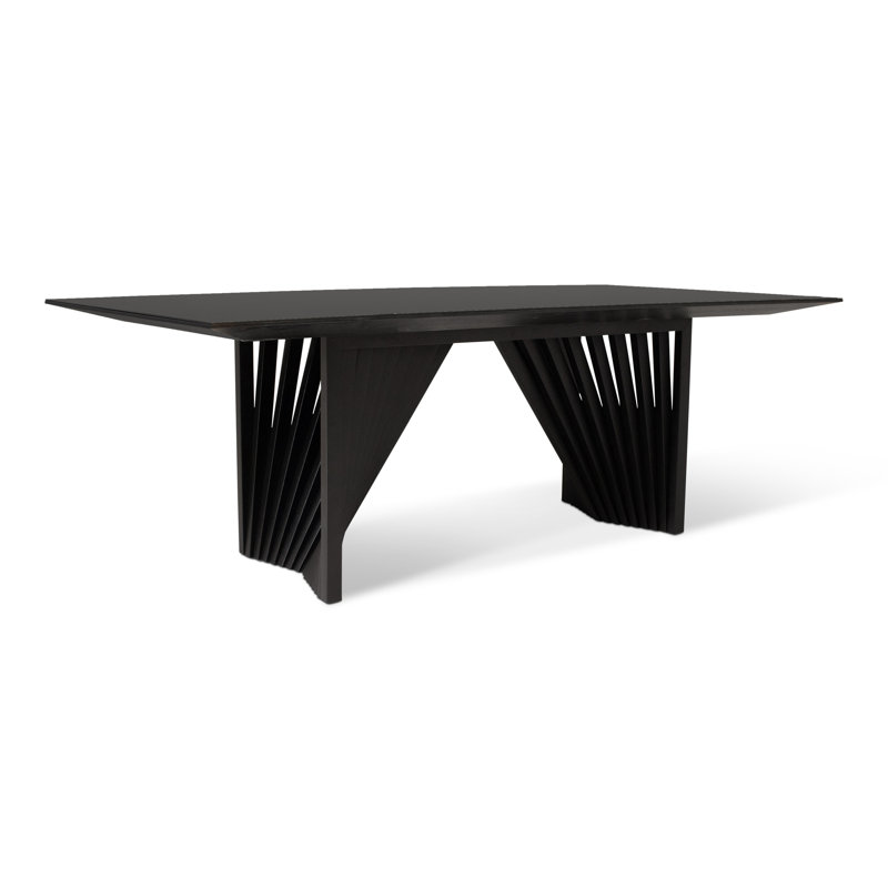 Modern Brazilian Laguna Glass Top Dining Table, Black Top/Ebano Base