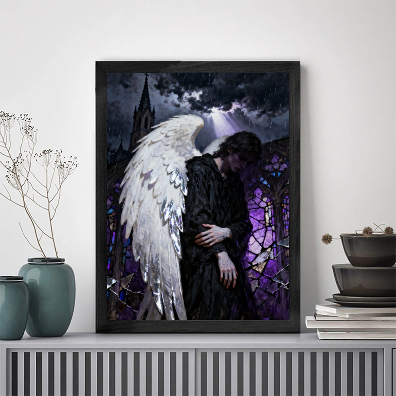 «Black Falled Vintage Fallen Angel Wall Art», impressions de style rétro, H 11 po x l 9 po