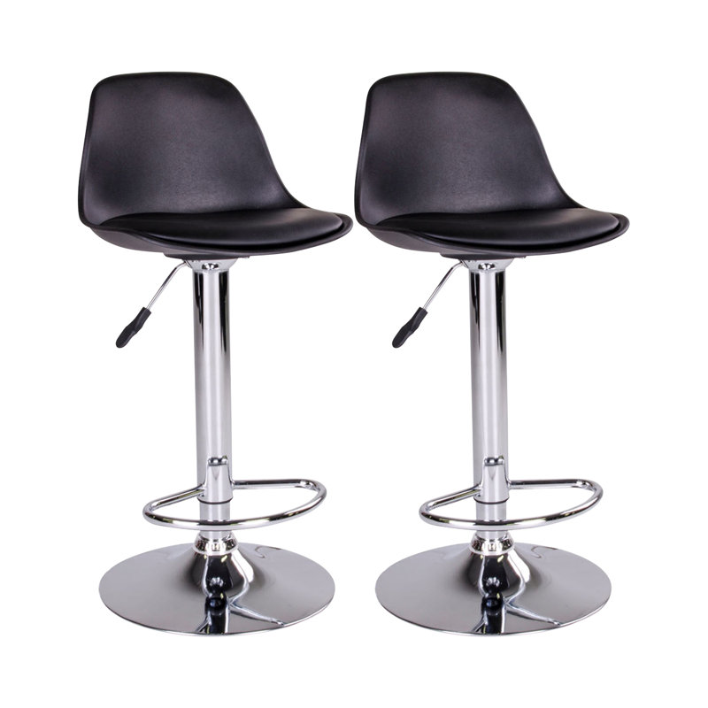 Georgii Swivel Upholstered Adjustable Height Counter Stool with Metal Frame, Black